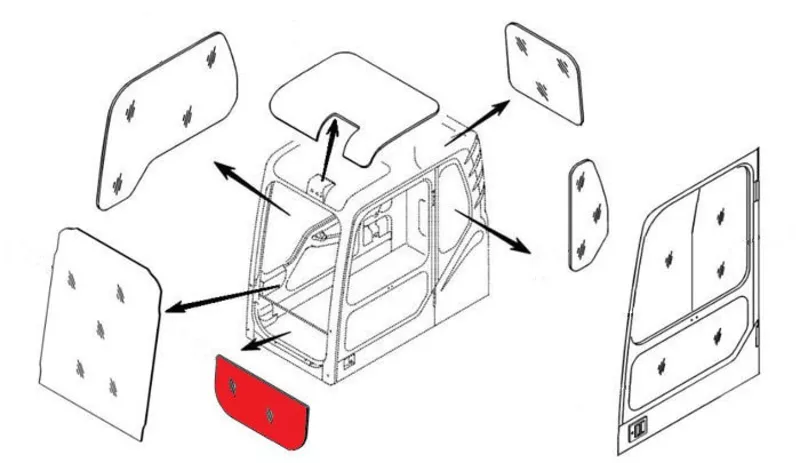 Стекло лобовое нижнее (триплекс) 4651654 HITACHI серия ZAXIS-5G