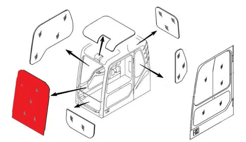 Стекло лобовое верхнее (триплекс) YA00001495 HITACHI серия ZAXIS-5G 2